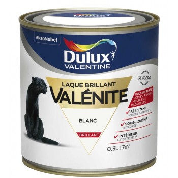 Peinture laque glycéro blanc brillant 0.5l DULUX VALENTINE Valénite 3031520151252