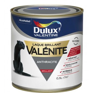 Peinture laque glycéro gris anthracite brillant 0.5l DULUX VALENTINE Valénite 3031520151214