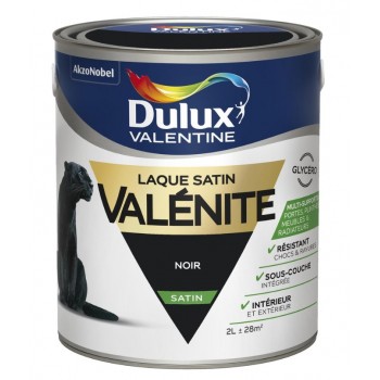 Peinture laque glycéro satin noir haute résistance valenite 2l DULUX VALENTINE 3031520216975