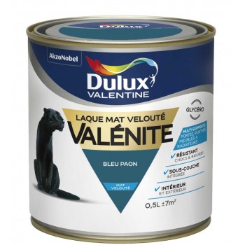 Peinture laque glycéro velouté mat bleu paon valenite 0.5l DULUX VALENTINE 3031520217224
