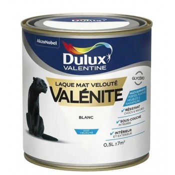 Peinture laque glycéro velouté mat blanc haute résistance valenite 0.5l DULUX VALENTINE 3031520217118