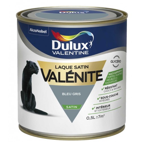 Peinture laque glycéro satin bleu gris valenite 0.5l tous supports DULUX VALENTINE 3031520216906