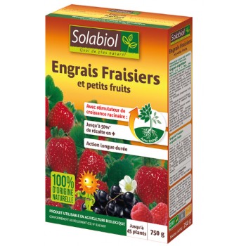 Engrais fraisiers 750g SOLABIOL arbustes petits fruits sol cultures 3561562775784