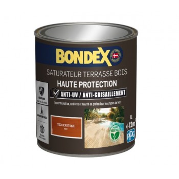 Saturateur protection terrasse bois anti UV anti grisaillement teinte teck mat 1L BONDEX 3261544413658