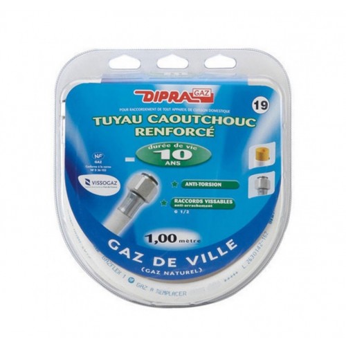 Les produits   Raccord gaz - Tuyau Flexible en caoutchouc pour  Gaz Naturel/Ville L 2m