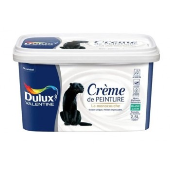 Crème de peinture monocouche blanc satin 2.5L DULUX VALENTINE murs plafonds boiserie 3031520182119