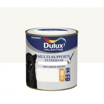 Peinture multi supports tous matériaux blanc DULUX VALENTINE 0.5L 8 ans sous couche intégrée 3031520178785