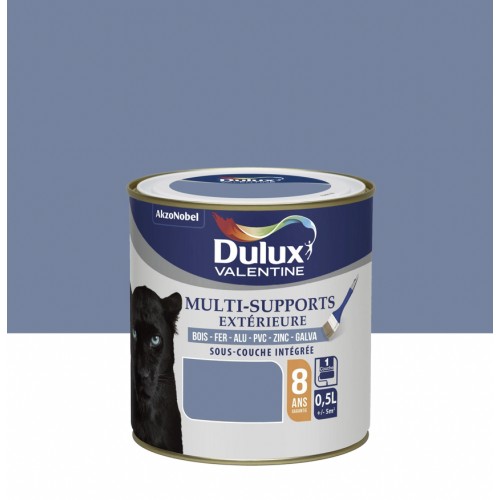 Peinture multi supports tous matériaux bleu ciel orage 0.5L 8 ans DULUX VALENTINE sous couche intégrée 3031520178655