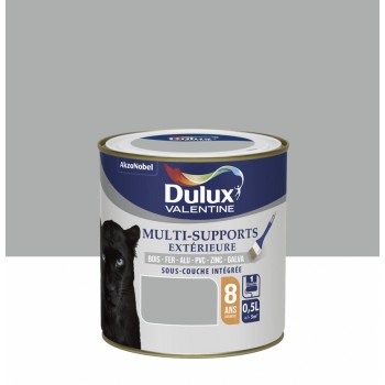Peinture multi supports tous matériaux gris franc DULUX VALENTINE 0.5L 8 ans sous couche intégrée 3031520178631