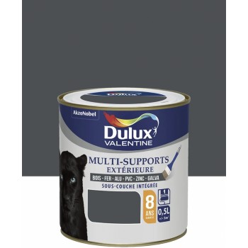 Peinture multi supports tous matériaux gris sombre DULUX VALENTINE 0.5L 8 ans sous couche intégrée 3031520178716