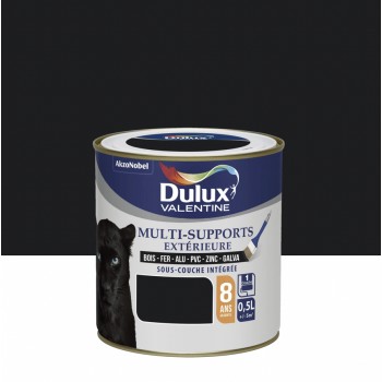 Peinture multi supports tous matériaux noir DULUX VALENTINE 0.5L 8 ans sous couche intégrée 3031520178648