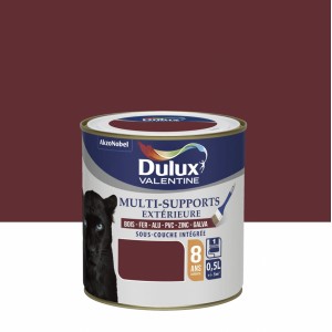 Peinture multi supports tous matériaux rouge basque DULUX VALENTINE 0.5L 8 ans sous couche intégrée 3031520178754