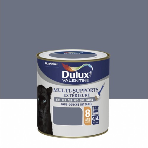Peinture multi supports tous matériaux gris titane DULUX VALENTINE 0.5L 8 ans sous couche intégrée 3031520178709