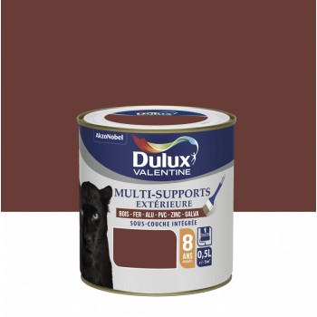 Peinture multi supports tous matériaux marron ton bois DULUX VALENTINE 0.5L 8 ans sous couche intégrée 3031520178730