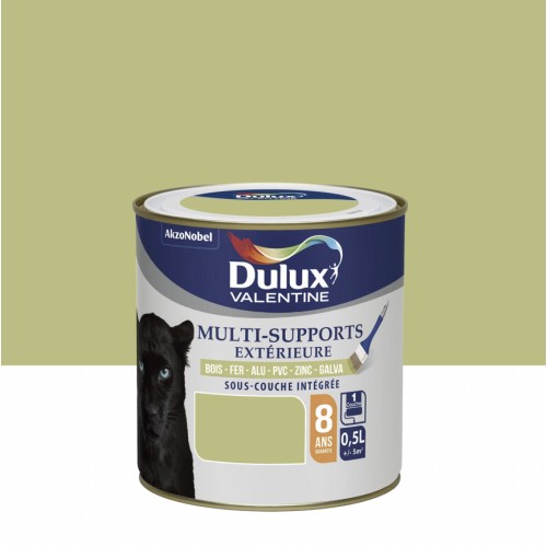 Peinture multi supports tous matériaux vert anis DULUX VALENTINE 0.5L 8 ans sous couche intégrée 3031520178693