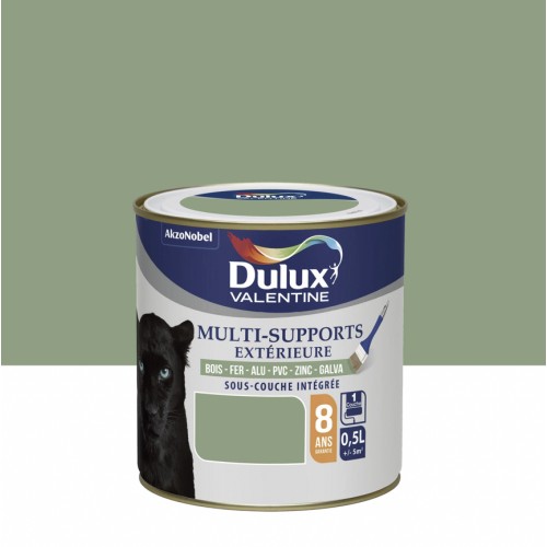 Peinture multi supports tous matériaux vert provence DULUX VALENTINE 0.5L 8 ans sous couche intégrée 3031520178679