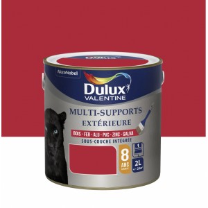Peinture multi supports tous matériaux rouge coquelicot 2L DULUX VALENTINE 8 ans sous couche intégrée 3031520179034