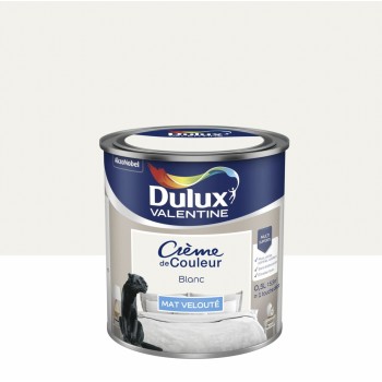 Crème de peinture blanc mat velouté 0.5L DULUX VALENTINE murs plafond boiserie 3031520251914