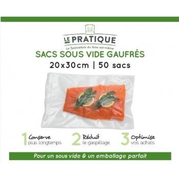 50 sachet sacs sous vide gauffré Le Pratique 20 x 30 cm 3700206403267
