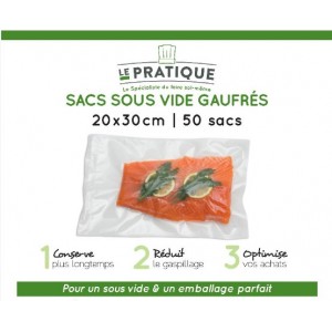 50 sachet sacs sous vide gauffré Le Pratique 20 x 30 cm 3700206403267