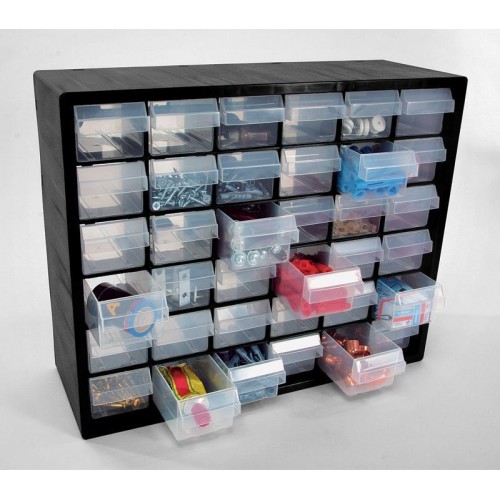 Casier rangement atelier 36 cases tiroirs plastique RAACO