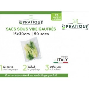 50 sachet sacs sous vide gauffré Le Pratique 15 x 30 cm 3700206403229