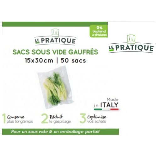 50 sachet sacs sous vide gauffré Le Pratique 15 x 30 cm 3700206403229