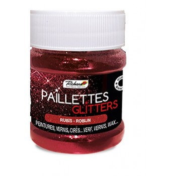 Paillettes glitters solution décorative couleur rouge rubis pour peinture vernis joint cire RICHARD 3485409860092