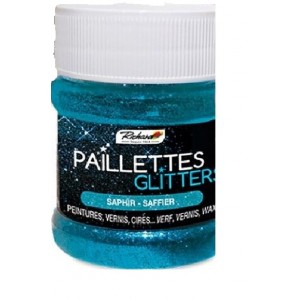 Paillettes glitters solution décorative couleur bleu saphir pour peinture vernis joint cire RICHARD 3485409860085