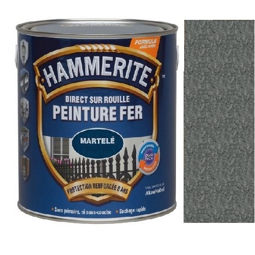 Peinture fer martelée gris ardoise direct sur rouille HAMMERITE 3256610707021