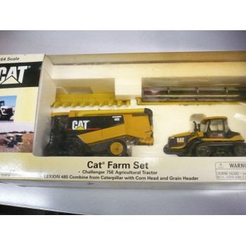 cat farm set caterpillar tracteur agricole 75E et moissonneuse batteuse lexion 485 réf 55101 1/64e 0649869551010