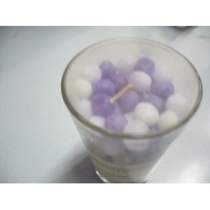 bougie violet/blanc bille dans un verre haut 10cm Ø 7cm 3127908000059