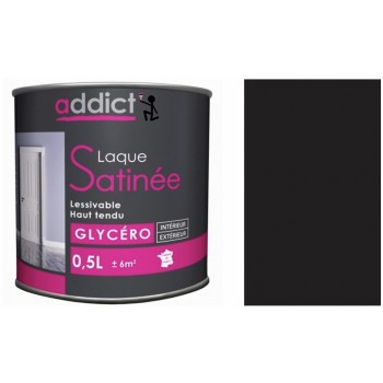 Peinture glycéro déco tous supports noir satin 0.5L ADDICT 3661521113876