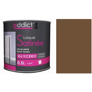 Peinture glycéro déco tous supports marron ton bois satin 0.5L ADDICT 3661521113852