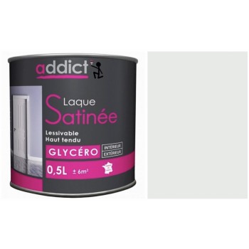 Peinture glycéro déco tous supports gris coton satin 0.5L ADDICT 3661521133201