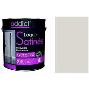 Peinture glycéro déco tous supports gris cendre satin 2.5L ADDICT 3661521133232
