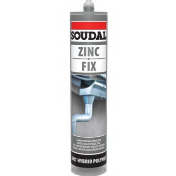 Mastic colle MS polymère gris pour étanchéité collage zinc zinc 290 ml ZINC FIX SOUDAL 5411183030107