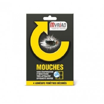 Lot 4 Adhésif décoré anti mouches 6 mois de protection sans évaporation insecticide MYRIAD 3275972184509