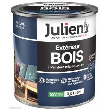 Peinture solvant spécial bois bleu cobalt RAL 5013 satin 0.5L 12 ans JULIEN 3031520275583