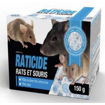 Raticide souricide rats souris pâte huilé bleu attractive effet choc 150G PROTECTA 3308084072690