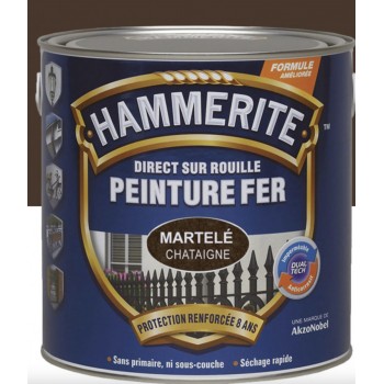 Peinture fer martelée marron chataigne 2.5L HAMMERITE direct sur rouille 3256610707267