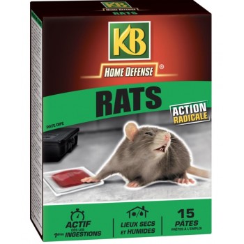 Raticide pâte appât anti rats 150 gr action radicale actif dés la première ingestion KB JARDIN 3121970166545