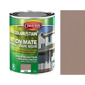 Lasure couleur marron argile Solid Color Stain 1L protège décor bois résistant UV intempérie Owatrol 3297972714036