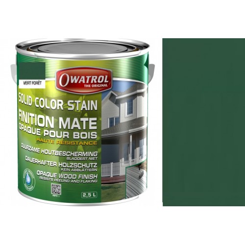Lasure couleur vert forêt Solid Color Stain 2.5L protège décor bois résistant UV intempérie Owatrol 3297972714074