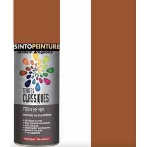 Aérosol peinture anti rouille marron brun combustible brillant ral 8001 SINTO 925755 3169989257257