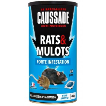 Lot 60 appâts sachets anti nuisibles rats et mulots 600g CAUSSADE forte infestation 3664715054665