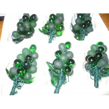 grappe de raisin 6 pièces en verre couleur vert décoration table taille environ 8 cm 3052580666425