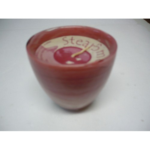 bougie stéarome pot en verre rose grenat parfum du midi 3700392123178