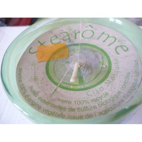 bougie stéarome pot en verre vert parfum ciao mosquito 3700392123192