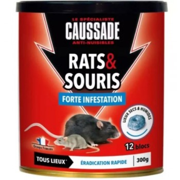 Lot 15 pâtes appâts souris rats raticide forte infestation 150g CAU